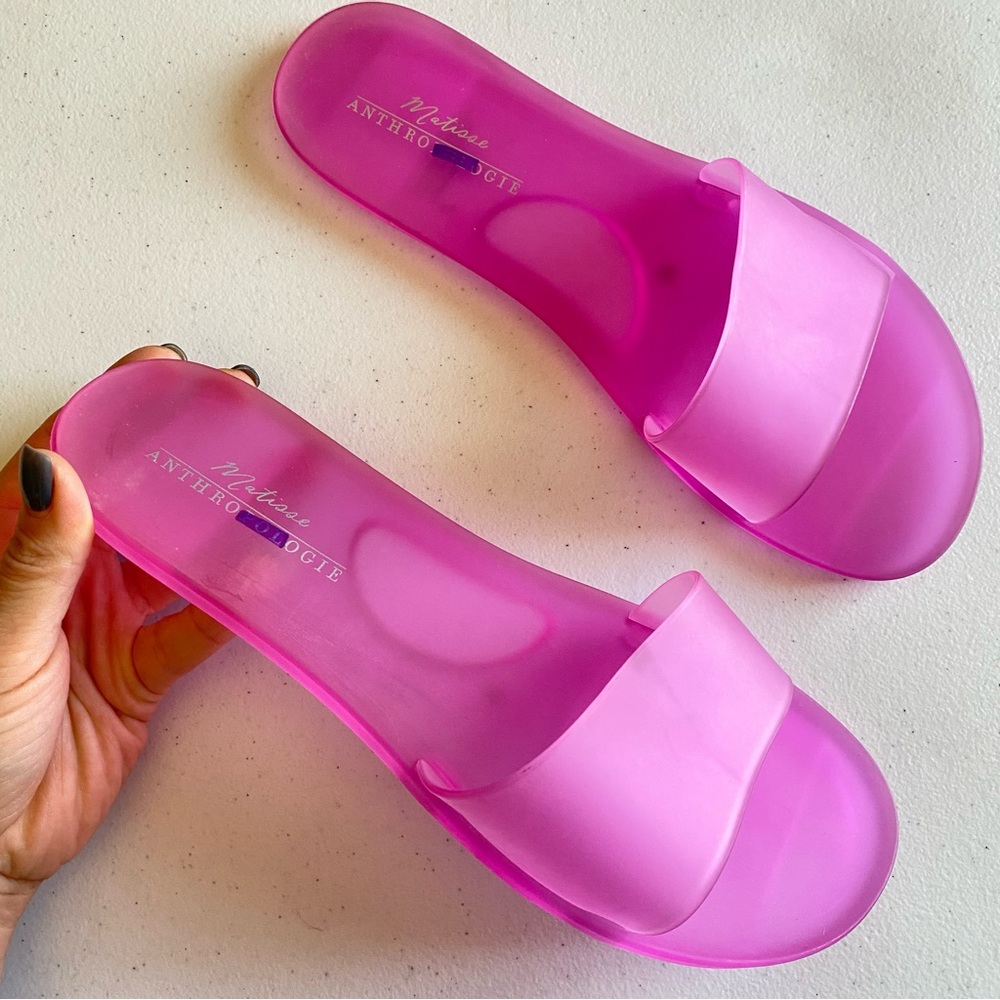 Anthropologie Matisse Size 9 Pink Jelly Single Strap Open Toe Slip-on Sandal